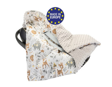 Bomimi Minky-Wickeldecke mit Waldtieren für den Autositz, Beige xy