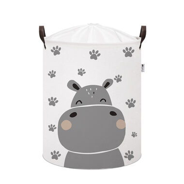 Sipo Spielzeugkorb mit Kordelzug, faltbar Baumwolle / 43 l, Hippo