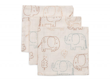 Jollein Musselin-Servietten, 3 Stück, 31 x 31 cm, Elefantengeschichten