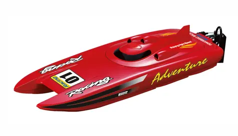 AMEWI Rennkatamaran Adventure rot / RC-Boot / Fernbedienung / 2,4 GHz / Länge 450 mm