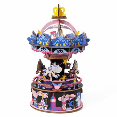 Robotime 3D-Spielzeugkistenpuzzle Fröhliches Karussell / ab 14 Jahren / 174 Teile / Schwierigkeit: mittel