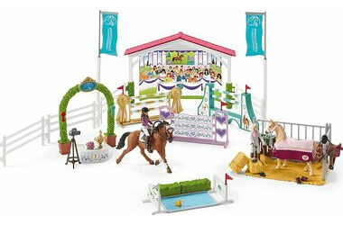 Schleich Horse Club 42440 Turnierrennbahn mit Pferden und Pferdepflegern mit beweglichen Gelenken / ab 5 Jahren