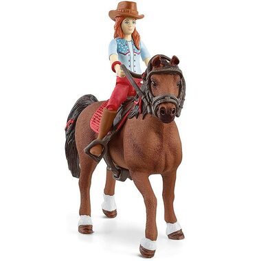 Schleich Horse Club 42539 Rotschopf Hannah mit beweglichen Gelenken auf einem Pferd / ab 5 Jahren