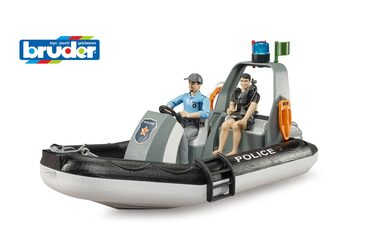 Bruder 62733 Polizeiboot mit Blinklicht und 2 Figuren / 1:16 / ab 4 Jahren