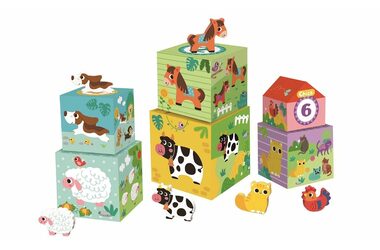 2Kinderspielzeug Würfel mit Bauernhoftieren / ab 1 Jahr