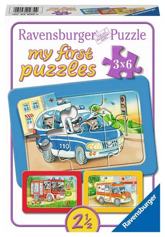 Ravensburger Einsatzfahrzeuge mit Tieren am Steuer / 3x6 Teile / ab 3 Jahren 