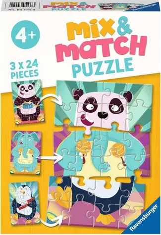 Ravensburger Mix & Match Puzzle Lustige Tiere / 3x24 Teile / ab 4 Jahren 