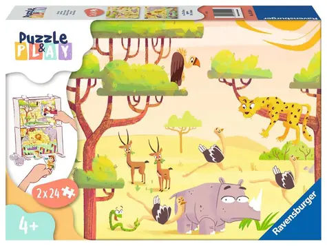 Ravensburger Puzzle & Play Safari-Abenteuer / 2x24 Teile / ab 4 Jahren 