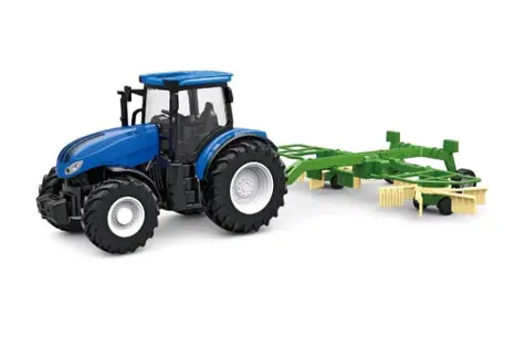 AMEWI 22599 blau / RC Traktor mit Rechen / 1:24 / Alter: 6+ / Fernbedienung / 2,4GHz / 500mAh Li ION 