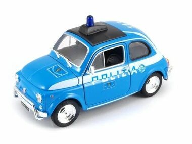 Welly Fiat Nuova 500 Polizia blau / 1:24 / ab 8 Jahren