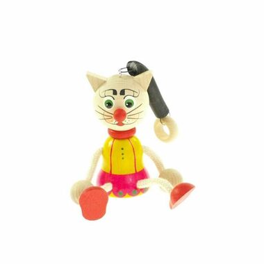 Tschechisch Holzspielzeug Katze auf Feder / ab 3 Jahren