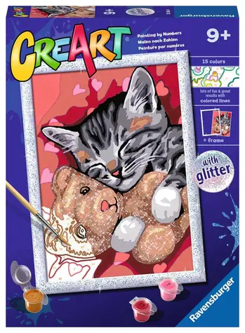 Ravensburger CreArt Kätzchen mit Teddybär (mit Glitzer) / ab 9 Jahren