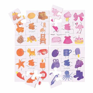 Bigjigs Toys Didaktisches Holzpuzzle 4 in 1 Farben / ab 2 Jahren