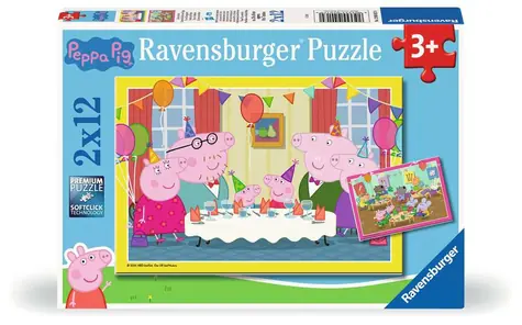 Ravensburger - Puzzle - Peppa Pig auf einer Party / 2x12 Teile / ab 3 Jahren