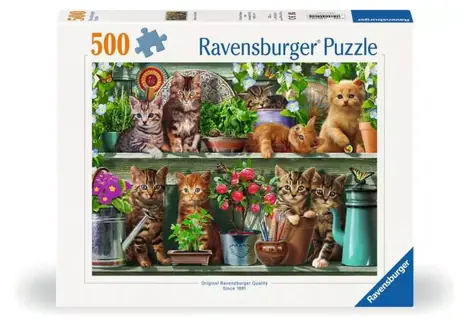 Ravensburger Katzen im Regal zwischen Blumen / 500 Stück / ab 12 Jahren