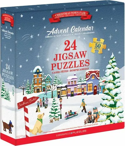 EUROGRAPHICS Puzzle-Adventskalender: Weihnachtsmarkt / 24x50 Teile / ab 6 Jahren