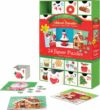 EUROGRAPHICS Puzzle-Adventskalender: Süße Weihnachten / 24x50 Teile / ab 6 Jahren