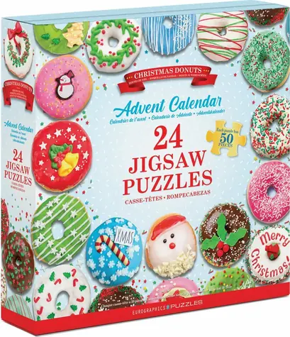 EUROGRAPHICS Puzzle-Adventskalender: Weihnachtsdonuts / 24x50 Teile / ab 6 Jahren