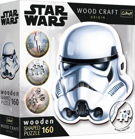 Trefl Wood Craft Origin - Puzzle - Star Wars: Stormtrooper-Helm / 160 Teile / 24,4 x 21,3 cm / Alter 9+