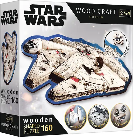 Trefl Wood Craft Origin - Puzzle - Star Wars: Millennium Falcon / 160 Teile / 24,4 x 21,3 cm / Alter 9+