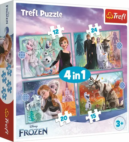 Trefl - Puzzle - Ice Kingdom: Wonderful World 4 in 1 / 12|15|20|24 Teile / 28,5 x 20,5 cm / Alter 3+