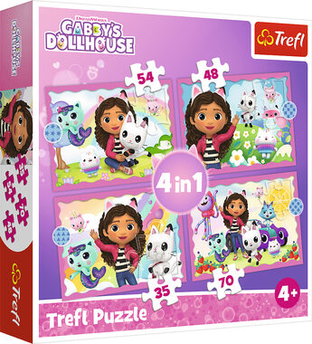 Trefl - Puzzle - Gábinin Magisches Haus 4 in 1 / 35|48|54|70 / 28,5 x 20x5 cm / ab 4 Jahren