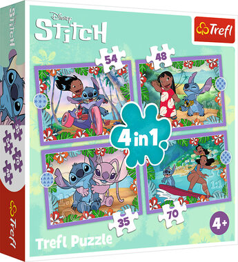 Trefl - Puzzle - Lilo&Stitch: Crazy Day 4in1 / 35|48|54|70 / 28,5 x 20x5 cm / Alter 4+