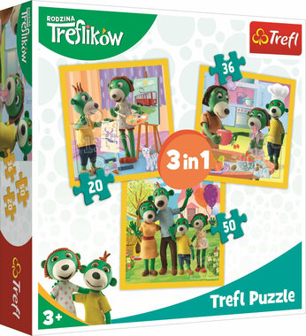 Trefl - Puzzle - Treflíci: Zusammensein ist schön 3 in 1 / 20|26|50 Teile / 20 x 19,5 cm / ab 3 Jahren