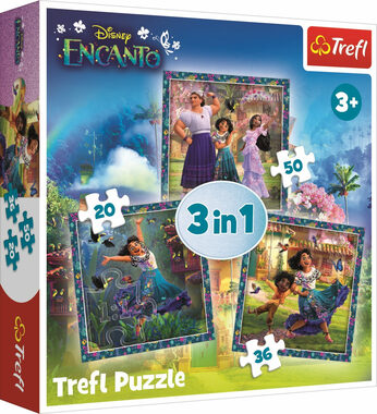 Trefl - Puzzle - Encanto: Figuren 3 in 1 / 20|26|50 Teile / 20 x 19,5 cm / Alter 3+