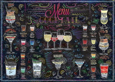 Trefl - Puzzle - Cocktailkarte / 500 Teile / 48 x 34 cm / ab 10 Jahren