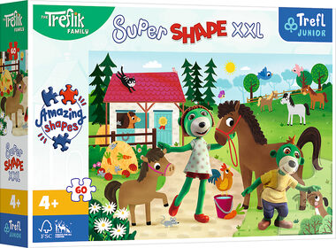 Trefl - Puzzle - Super Shape XXL Trefls auf einem Pferdehof / 60 Teile / 60 x 40 cm / ab 4 Jahren