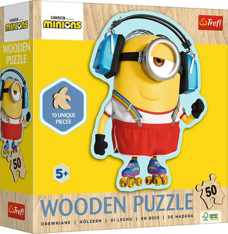 Trefl - Puzzle - Holz-Umrisspuzzle Mimoni: Crazy Mimoni / 50 Teile / 20,8 x 27,4 cm / Alter 5+