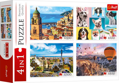 Trefl - Puzzle - Amalfi, Hundeporträts, Blony NAD Cappadocia und Park Güell / 4X 1000 Teile / 68,3 x 48 cm / 12+