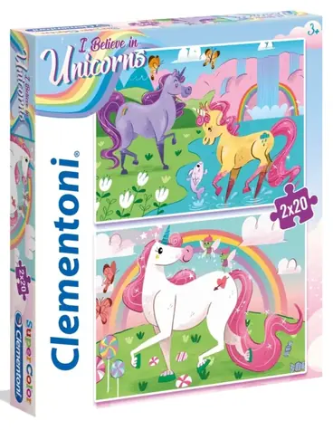 Clementoni PUZZLE Ich glaube an Einhörner / 2x20 Teile / ab 3 Jahren