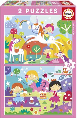 Educa Puzzle Einhörner und Feen / 2x48 Teile / ab 4 Jahren