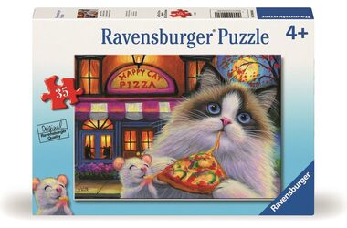 Ravensburger Puzzle: Pizza für eine Katze - verschiedene Geschmacksrichtungen / 35 Teile / ab 3 Jahren