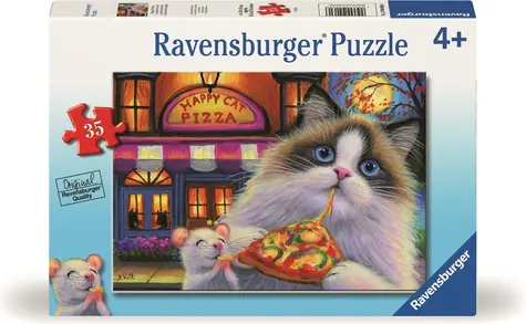 Ravensburger Puzzle: Pizza für eine Katze - verschiedene Geschmacksrichtungen / 35 Teile / ab 3 Jahren