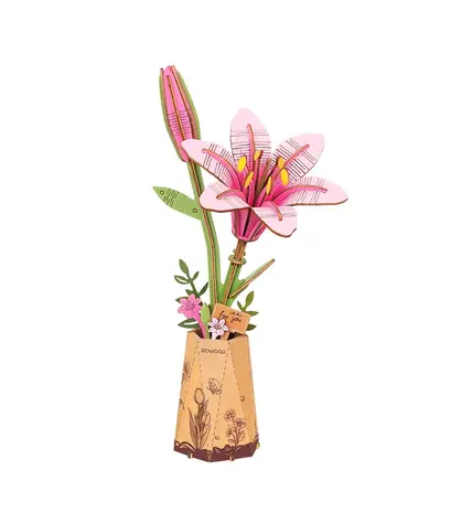 RoboTime3D Holzpuzzle Pink Lily