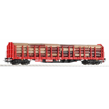 Piko 54339 Plattformwagen Roos-t642 mit Holzladung DB AG V / Maßstab: H0 (1:87) / Länge: 229 mm / Radius: 358 mm