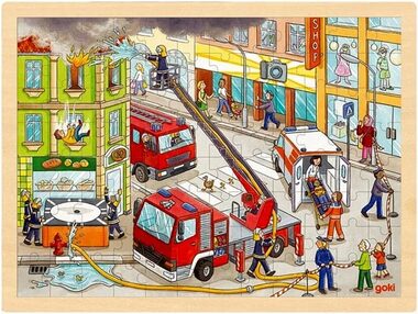 GOKI Holzpuzzle Feuerwehr / 96 Teile / ab 3 Jahren 