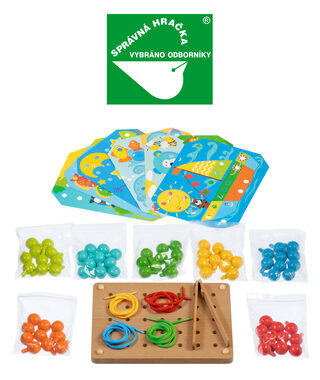 Lucy & Leo Mosaik mit Pinzette und Stickerei / Holzspielset mit Vorlagen / ab 3 Jahren