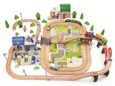 2Kids Toys Eisenbahnschienen Stadt und Dorf 200 Teile