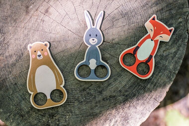 BeWooden Fingerpuppentheater Fuchshaus - Fuchs, Hase, Bär