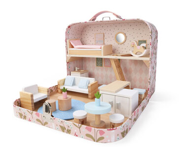 2Kids Toys Puppenhaus im Koffer Wohnzimmer