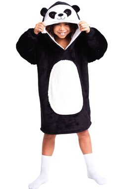 Cozy Noxxiez CH326 Panda - warme TV-Sweatshirt-Decke mit Kapuze für Kinder von 7 bis 12 Jahren
