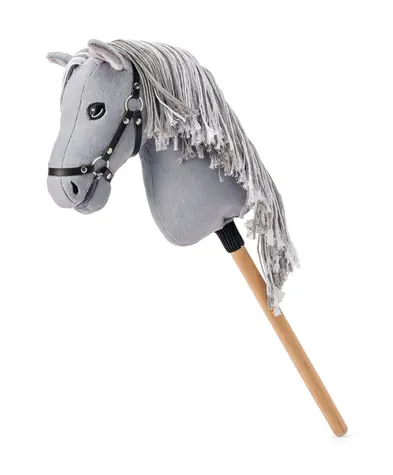 Faunica Steckenpferd Apollo, graues Pferd auf einer Stange, Schnurmähne / ab 3 Jahren