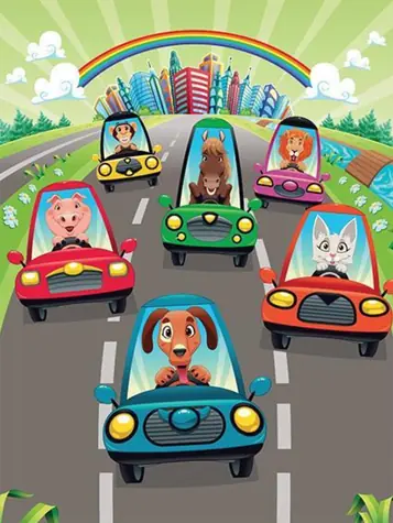ART PUZZLE 5901 Holzpuzzle „Niedliche Fahrer“ / 100 Teile / ab 6 Jahren