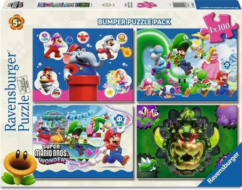 Ravensburger 120043218 Puzzle Super Mario / 4x100 Teile / ab 5 Jahren 