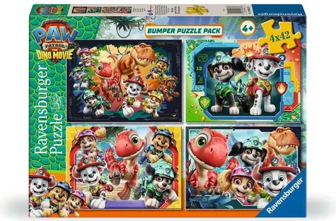 Ravensburger 120043676 Paw Patrol: Der Dinosaurierfilm / 4 x 42 Teile / ab 4 Jahren 