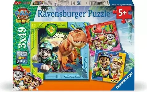 Ravensburger 120043683 Paw Patrol: Der Dinosaurierfilm / 3 x 49 Teile / ab 5 Jahren